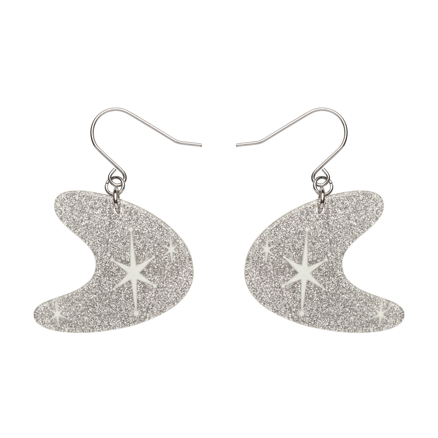 Erstwilder Essentials Atomic Boomerang Glitter Drop Earrings (4 Colorways)