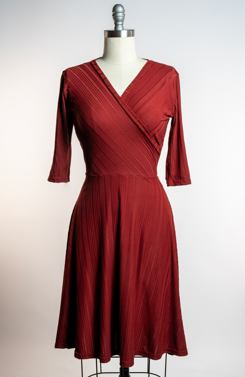 Joanie Knit Dress 3/4 Sleeve in Brick Rib Knit 2X Joanie Knit Dress 3/4 Sleeve in Brick Rib Knit 2X