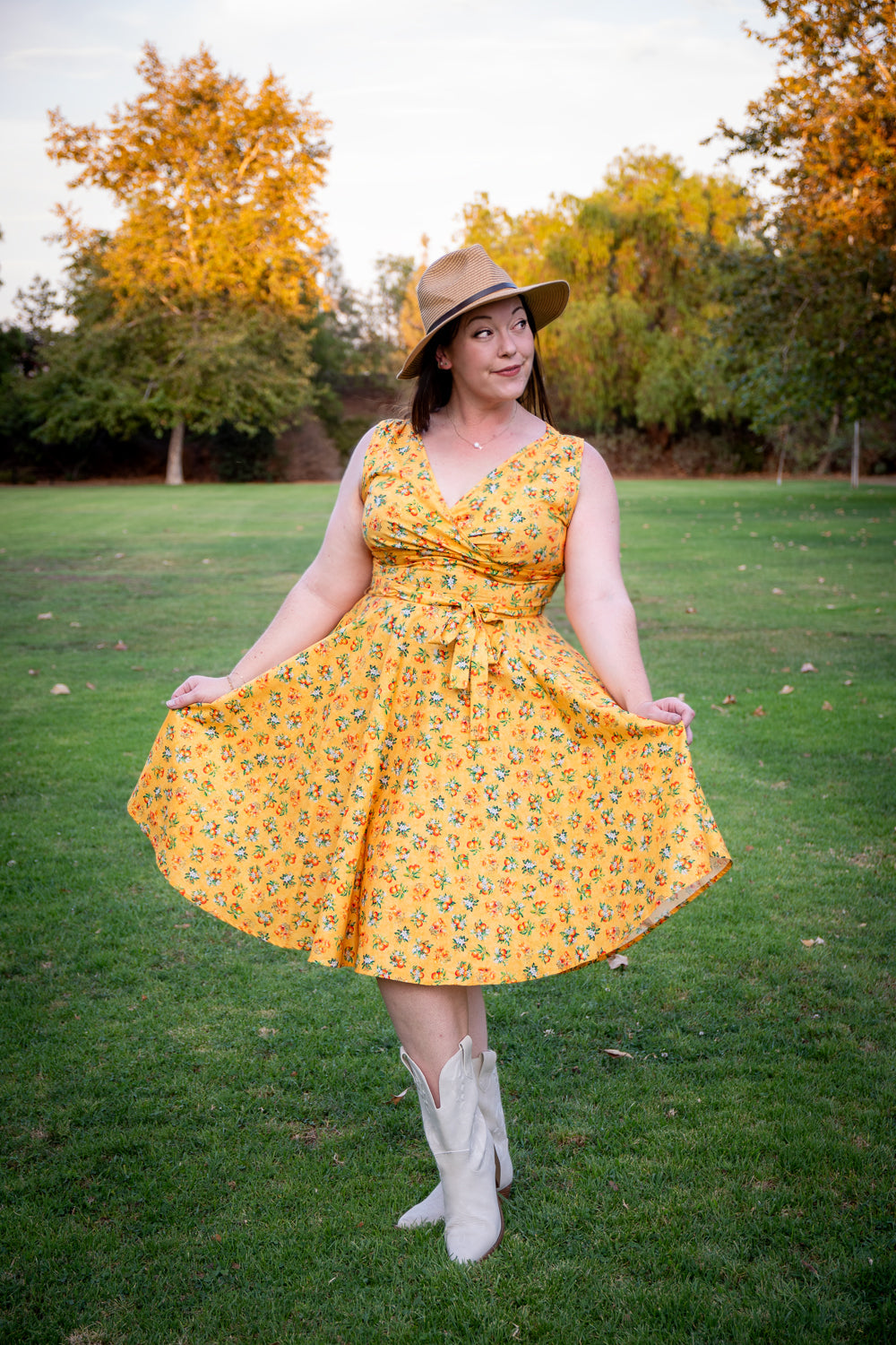 Serena Swing Dress in Orange County Sunshine S