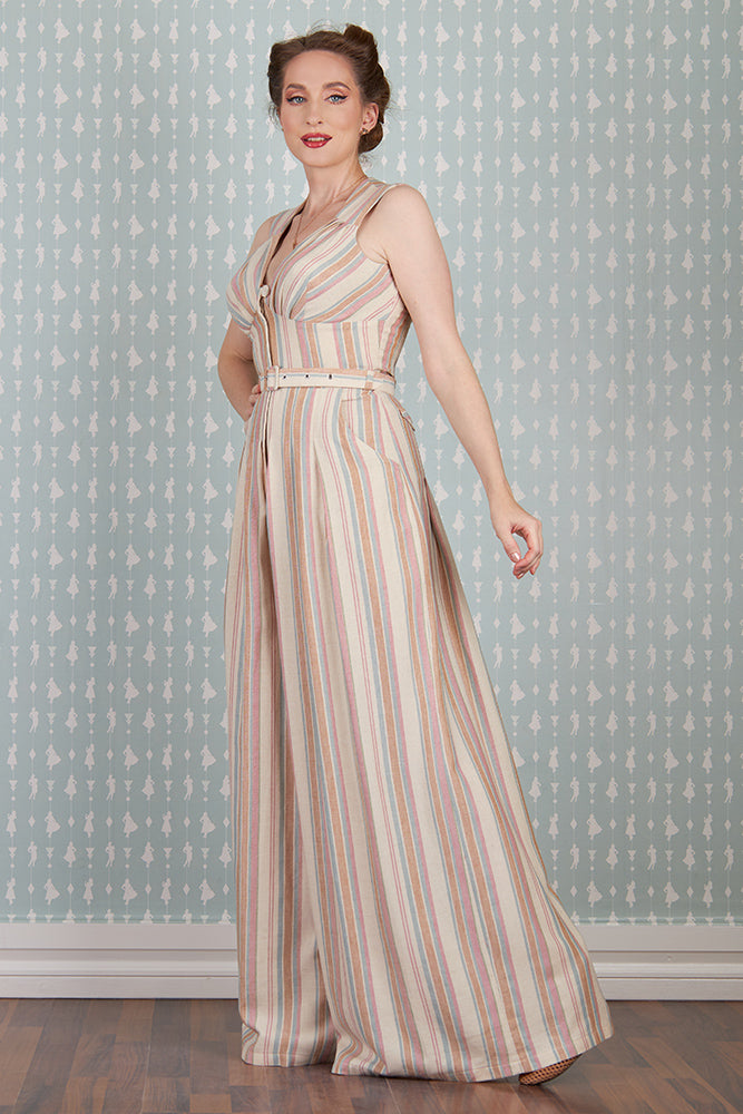 Benita-Sadie Linen Striped Jumpsuit