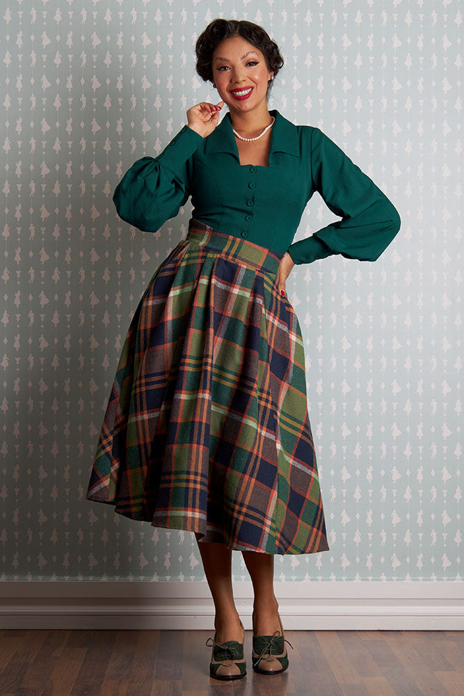 Agnelle-Gia Tartan Flannel Swing Skirt