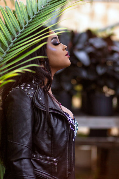 Vegan Leather Punk Studded Moto Jacket