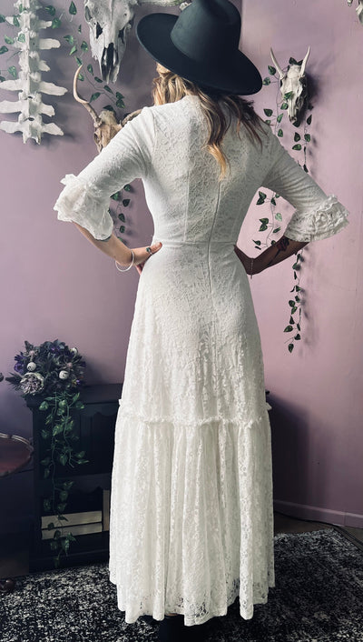 Mina Ivory Floral Lace Bride of the Vampire Maxi Dress  PREORDER