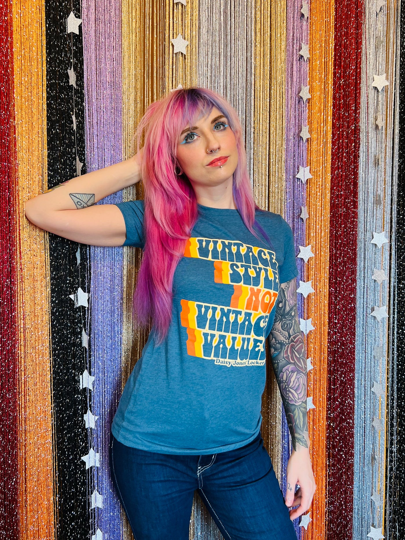 Vintage Style NOT Vintage Values Tee in Teal
