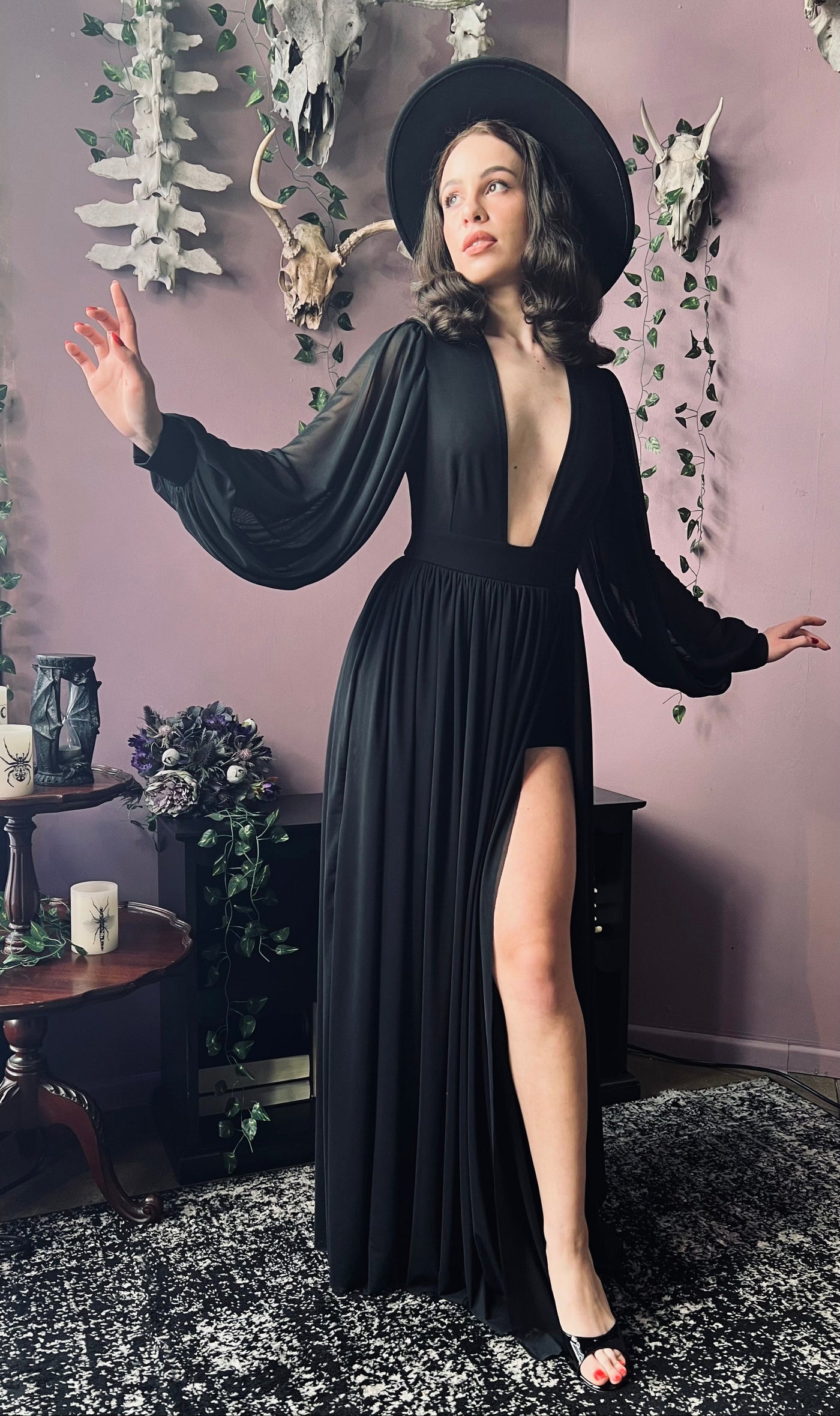 Minerva Hauntingly Dramatic Mesh Maxi Dress with Built In Shorts PREORDER