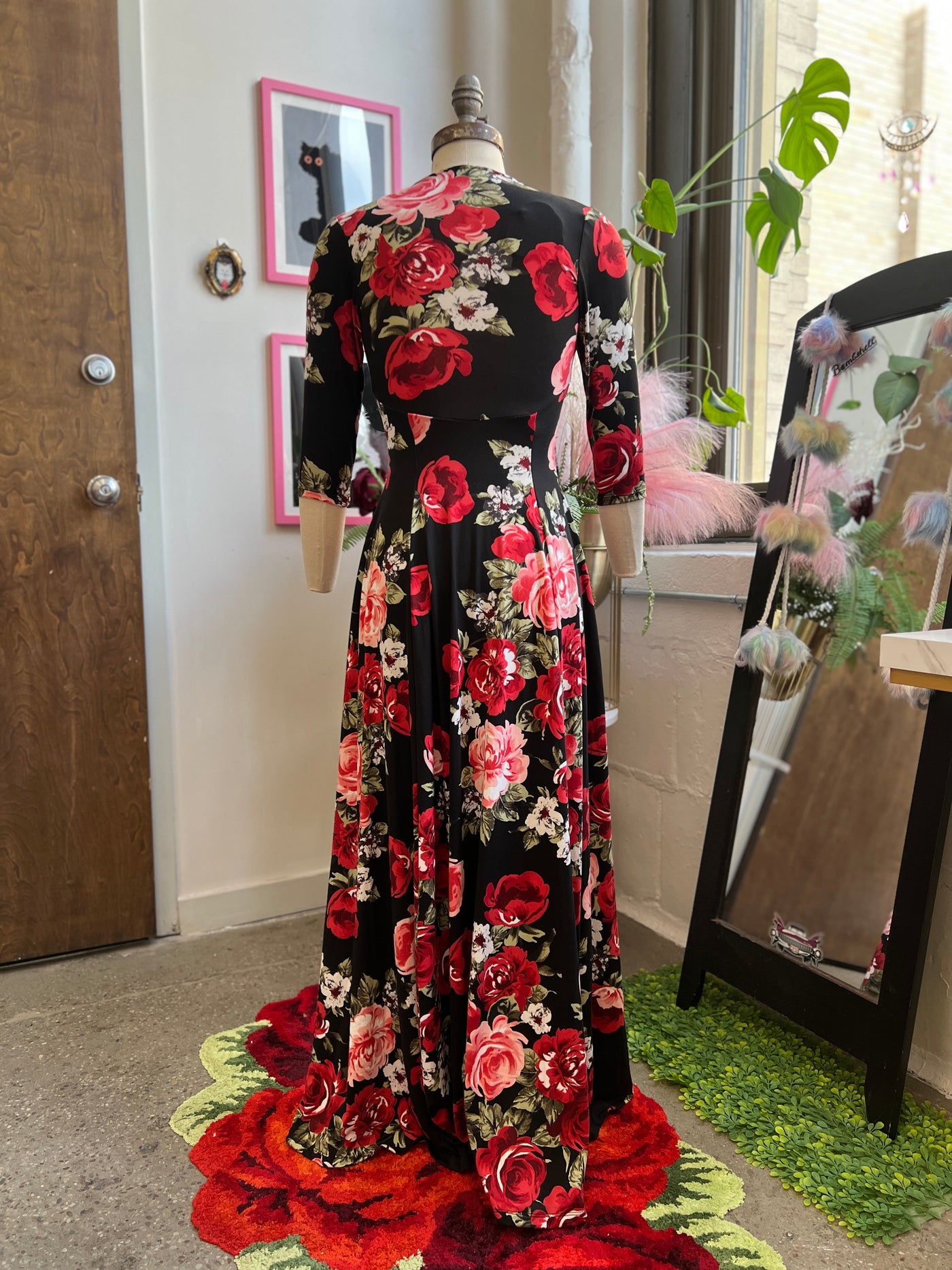 Raquel Maxi Dress in Red Rose Print