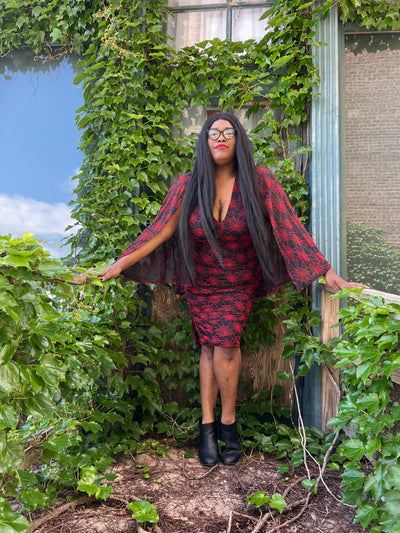 Mothman Caped Wiggle Dress