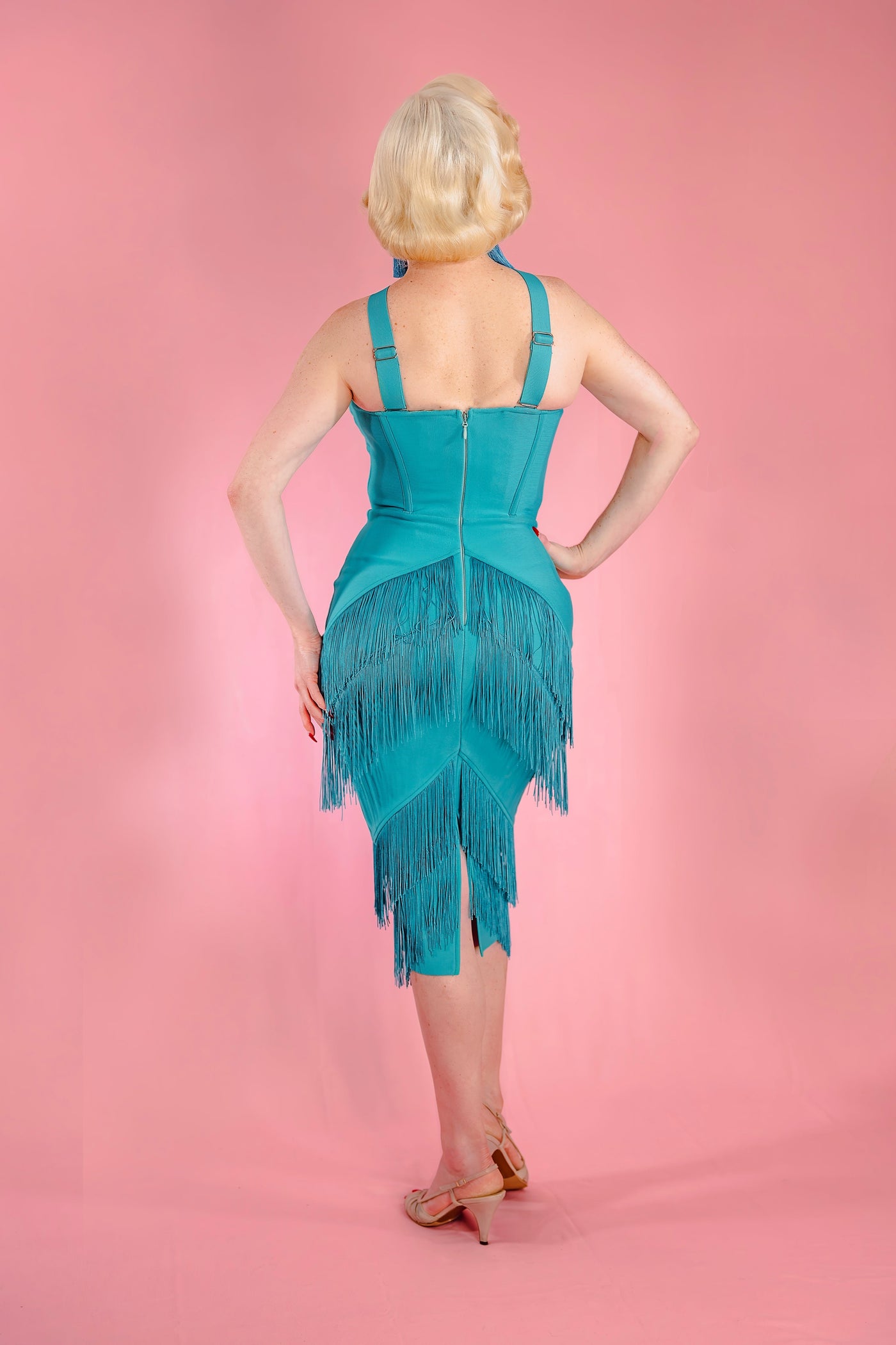 Speakeasy Fringe Dress in Teal