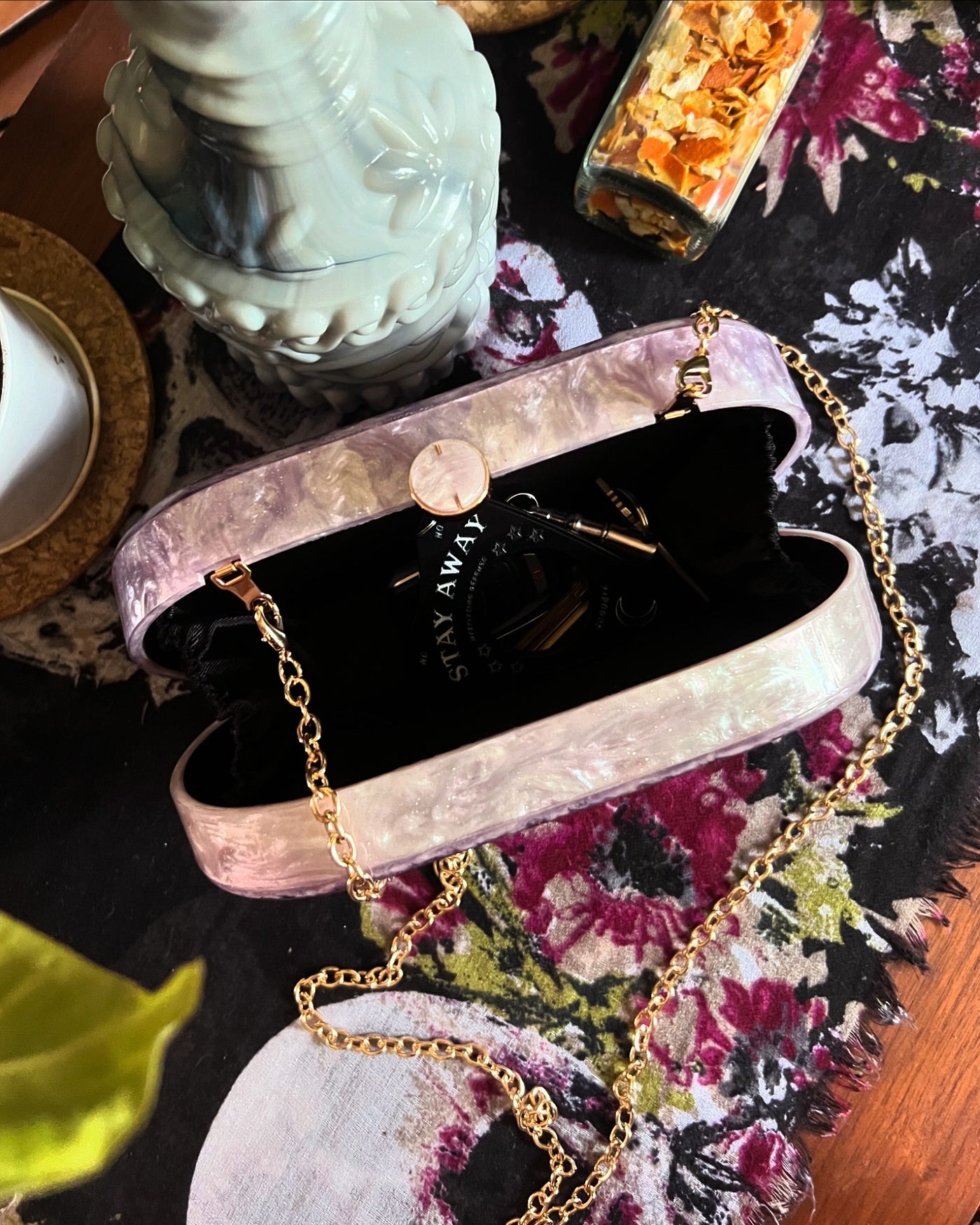 Art Deco Oval Acrylic Clutch Handbag (3 Colorways)
