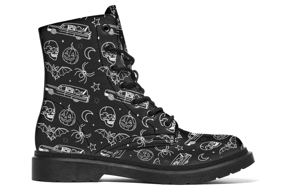 Vegan Ankle Boots in Hearse & Halloween