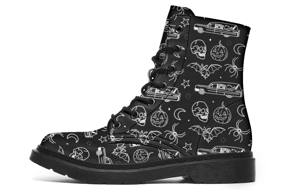 Vegan Ankle Boots in Hearse & Halloween