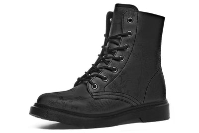 Vegan Ankle Boots in Black on Black Skeleton Toile De Jouy