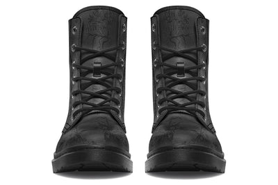 Vegan Ankle Boots in Black on Black Skeleton Toile De Jouy