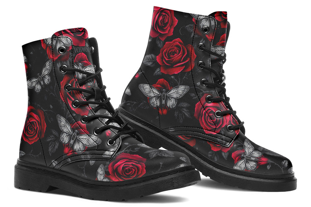 Vegan Ankle Boots in Moth Roses