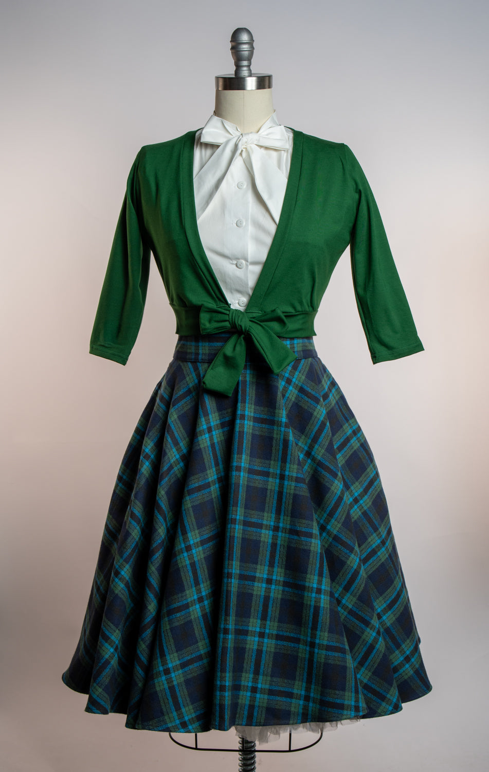 Haute Circle Skirt in Blue & Teal Plaid