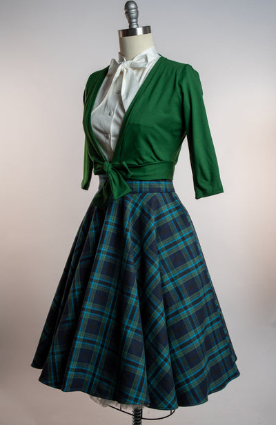 Haute Circle Skirt in Blue & Teal Plaid
