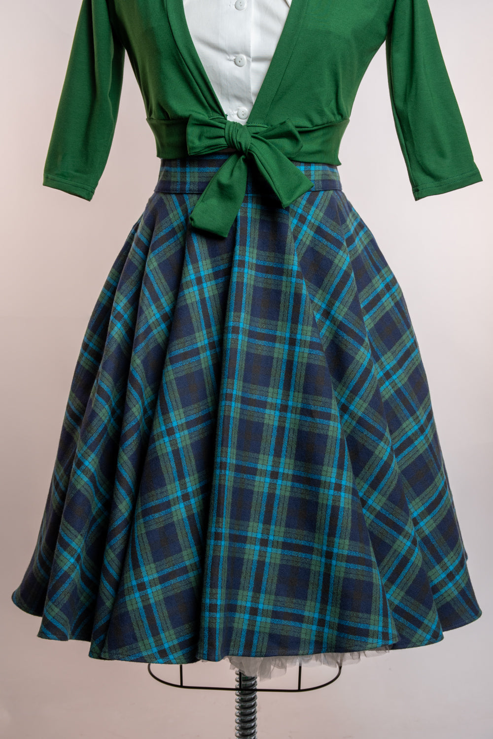 Haute Circle Skirt in Blue & Teal Plaid