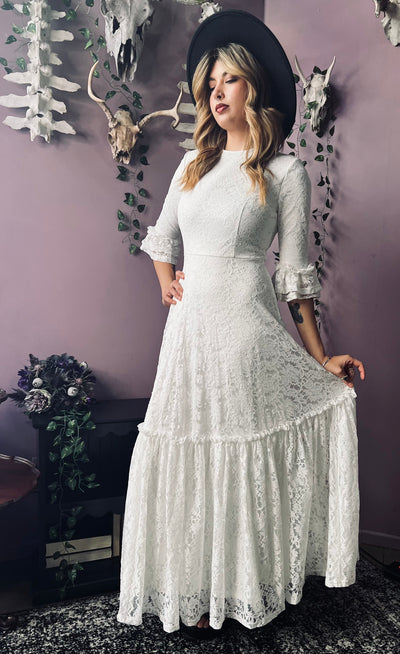 Mina Ivory Floral Lace Bride of the Vampire Maxi Dress  PREORDER