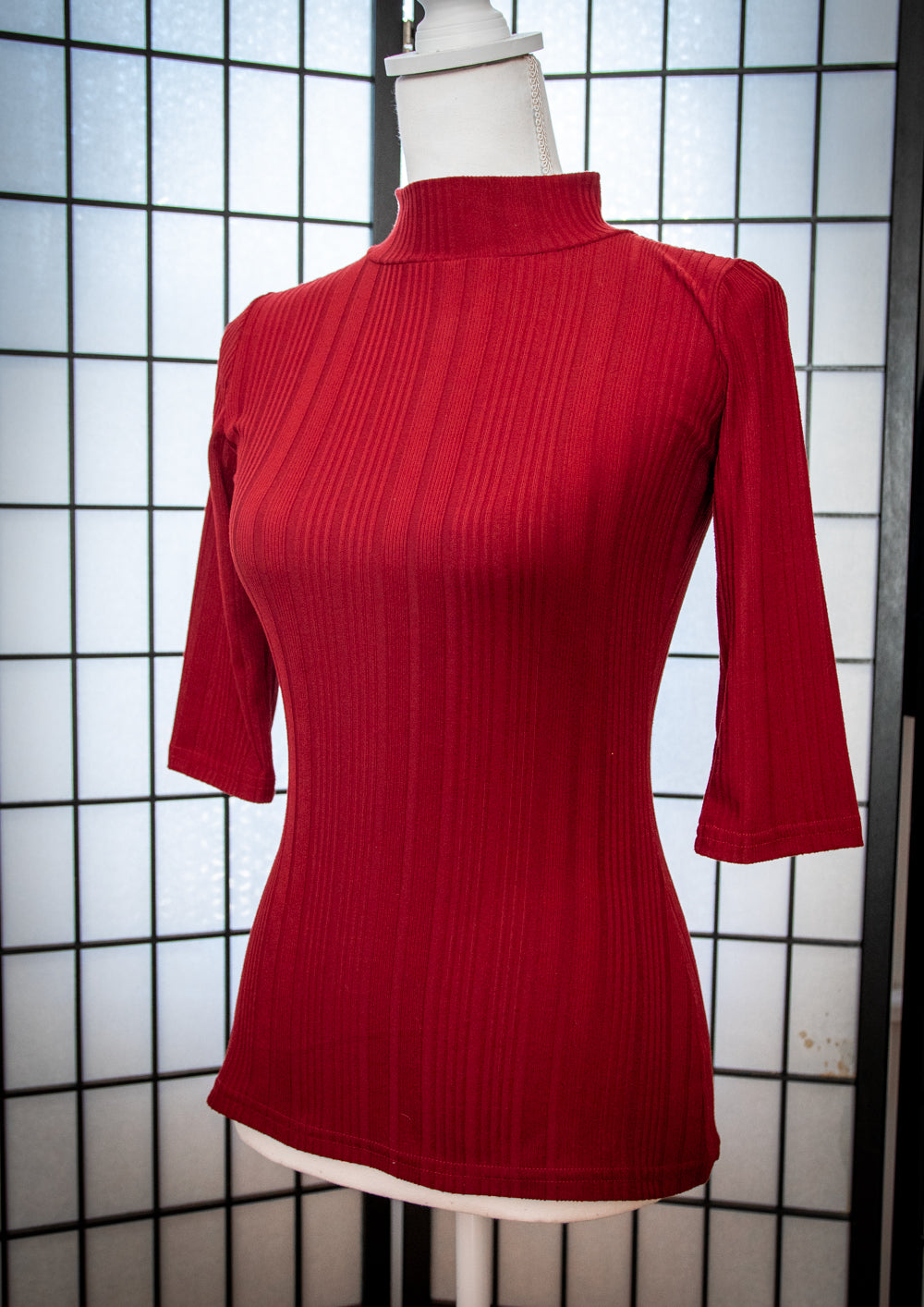 Denise Top 3/4 Sleeve in Brick Rib Knit