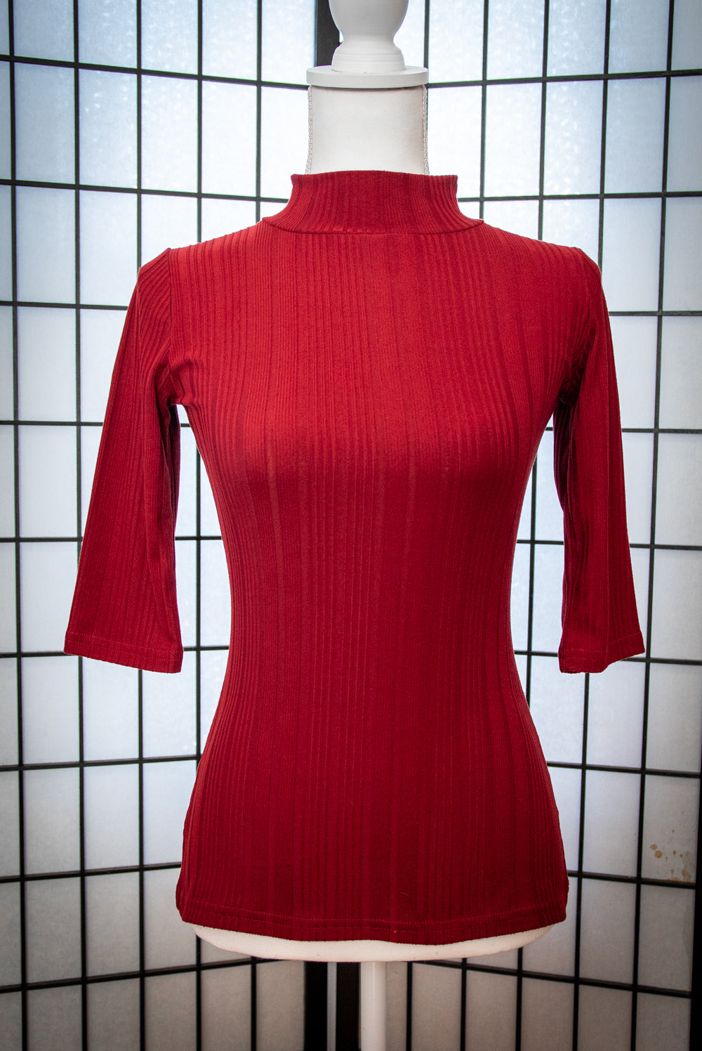 Denise Top 3/4 Sleeve in Brick Rib Knit