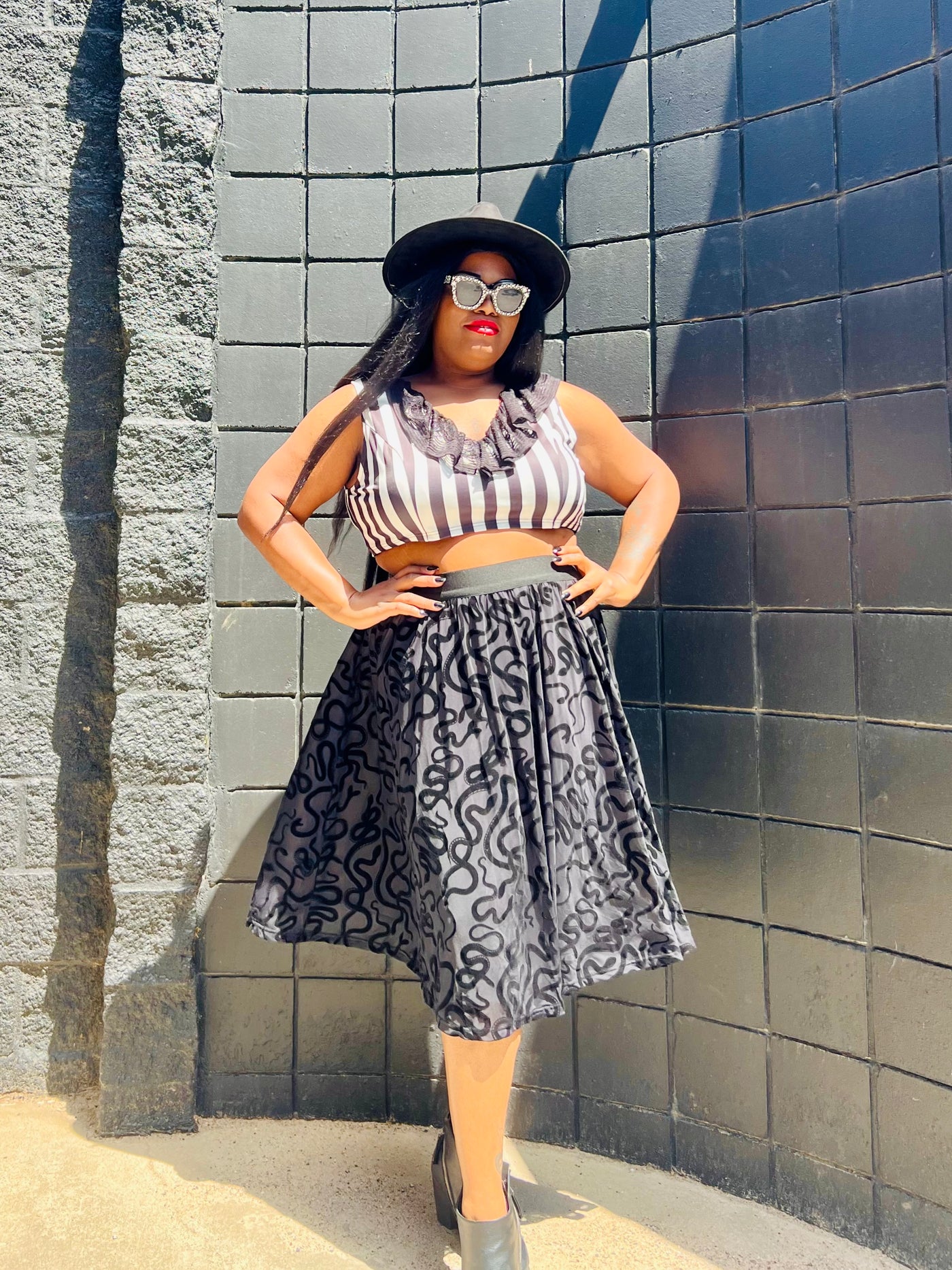 The Serpentine Velvet Snake Flocked Full Skirt