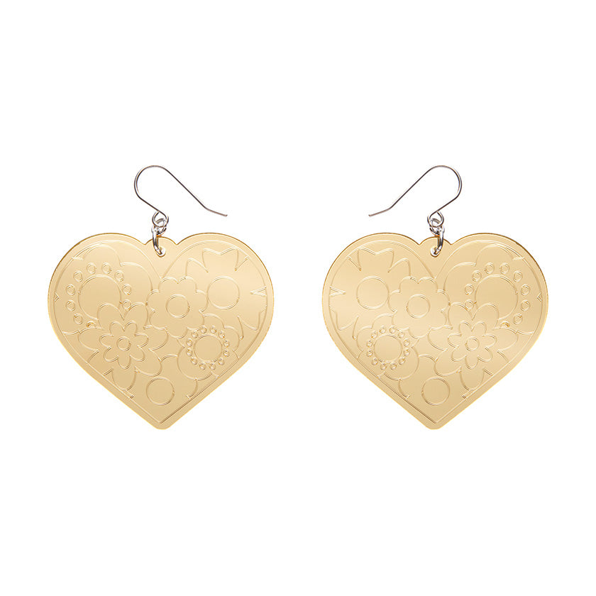 Erstwilder Essentials Love Heart Mirror Drop Earrings (2 Colorways)