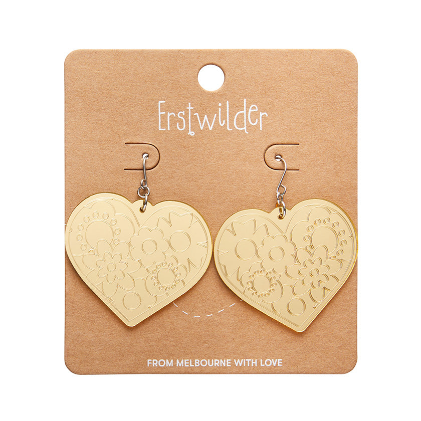 Erstwilder Essentials Love Heart Mirror Drop Earrings (2 Colorways)