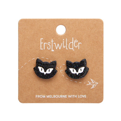 Erstwilder Shadow the Cat Glitter Stud Earrings