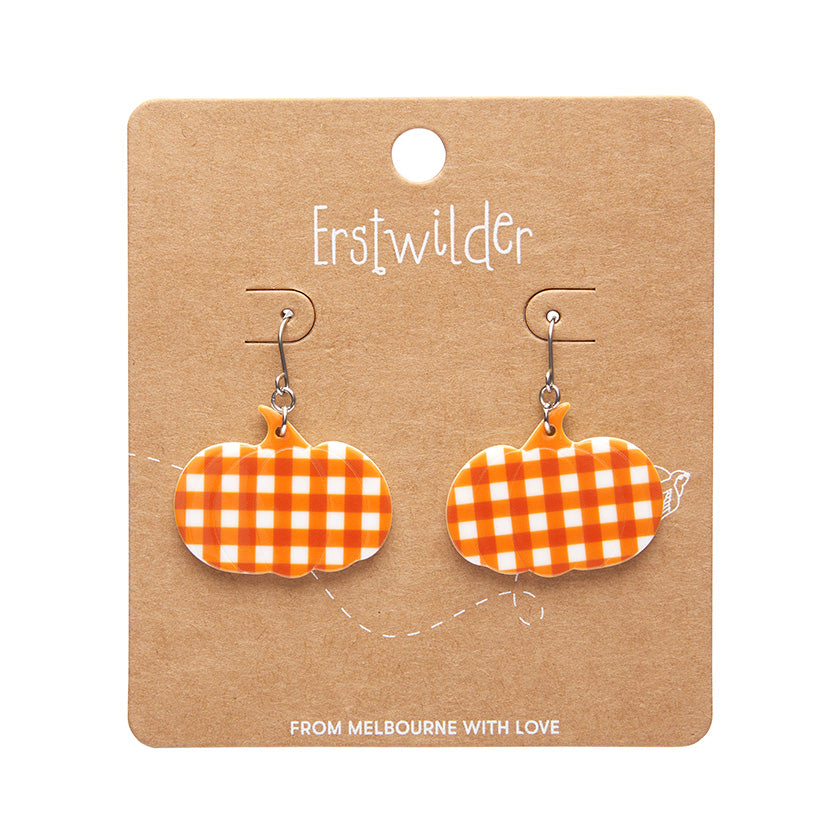 Erstwilder Essentials Pumpkin Gingham Drop Earrings (2 Colorways)