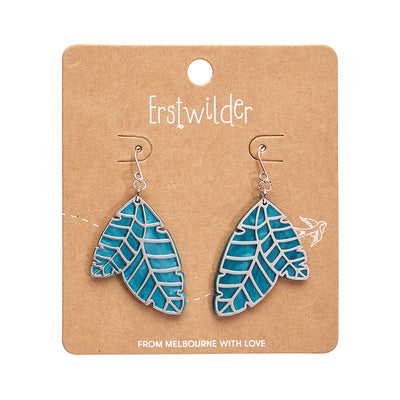 Erstwilder Essentials  Leaf Textured Emerald Resin Drop Earrings (2 Colorways)