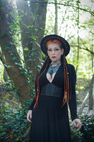 Blair Jersey Maxi Dress with Vegan Leather Corset Waist