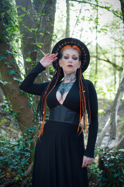Blair Jersey Maxi Dress with Vegan Leather Corset Waist
