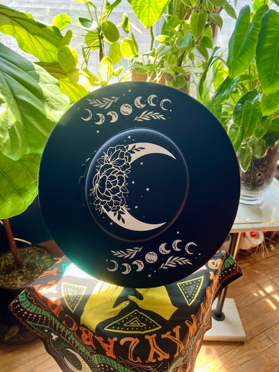 Floral Moon Flat Top XL Brim Hat