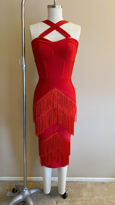 Speakeasy Fringe Dress in Teal