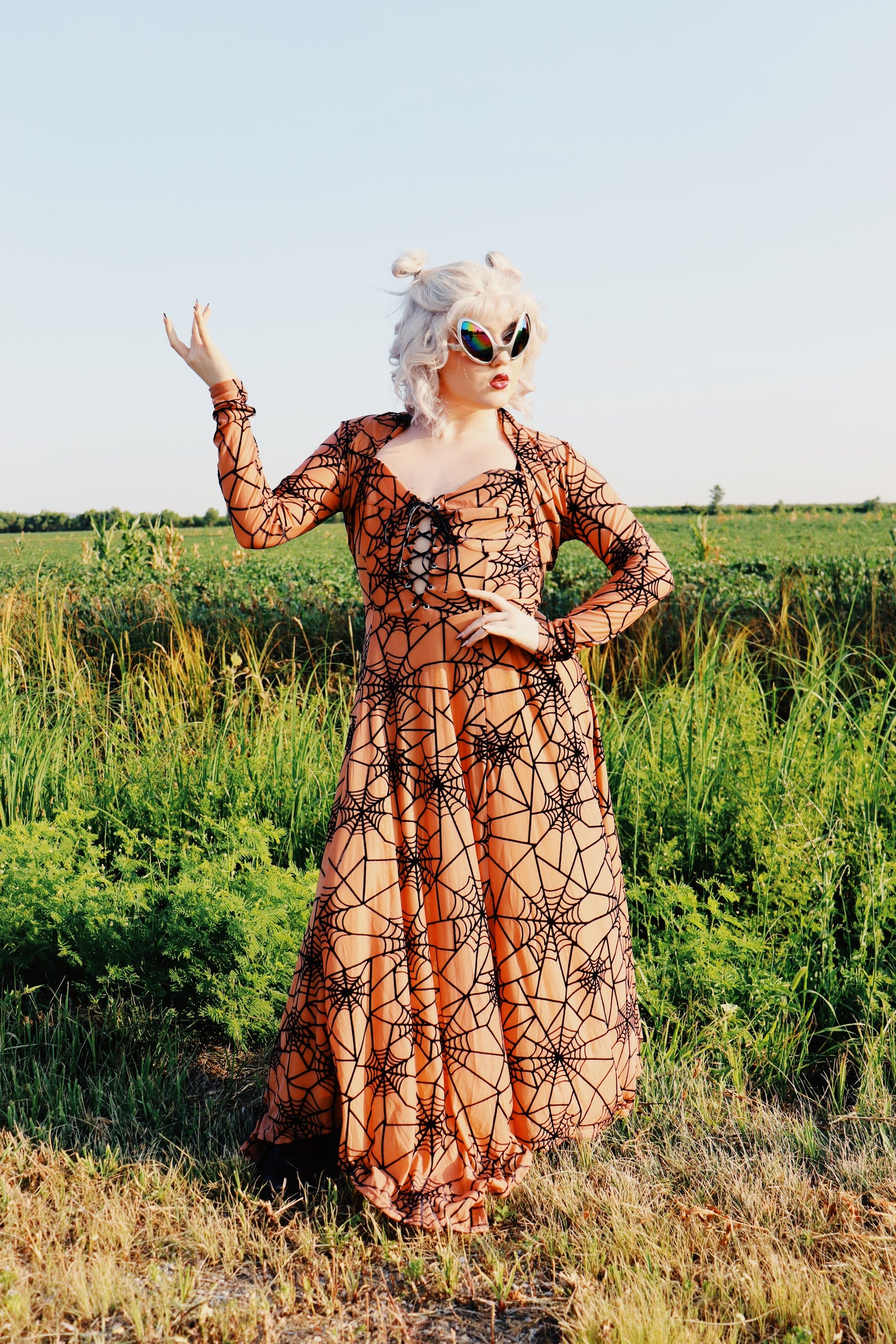 Willow Spiderweb Maxi Dress & Bolero (2 Colorways)