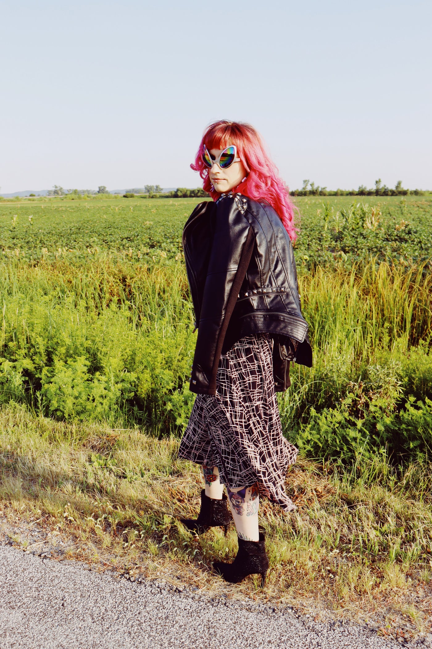 Vegan Leather Punk Studded Moto Jacket