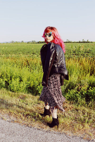 Vegan Leather Punk Studded Moto Jacket