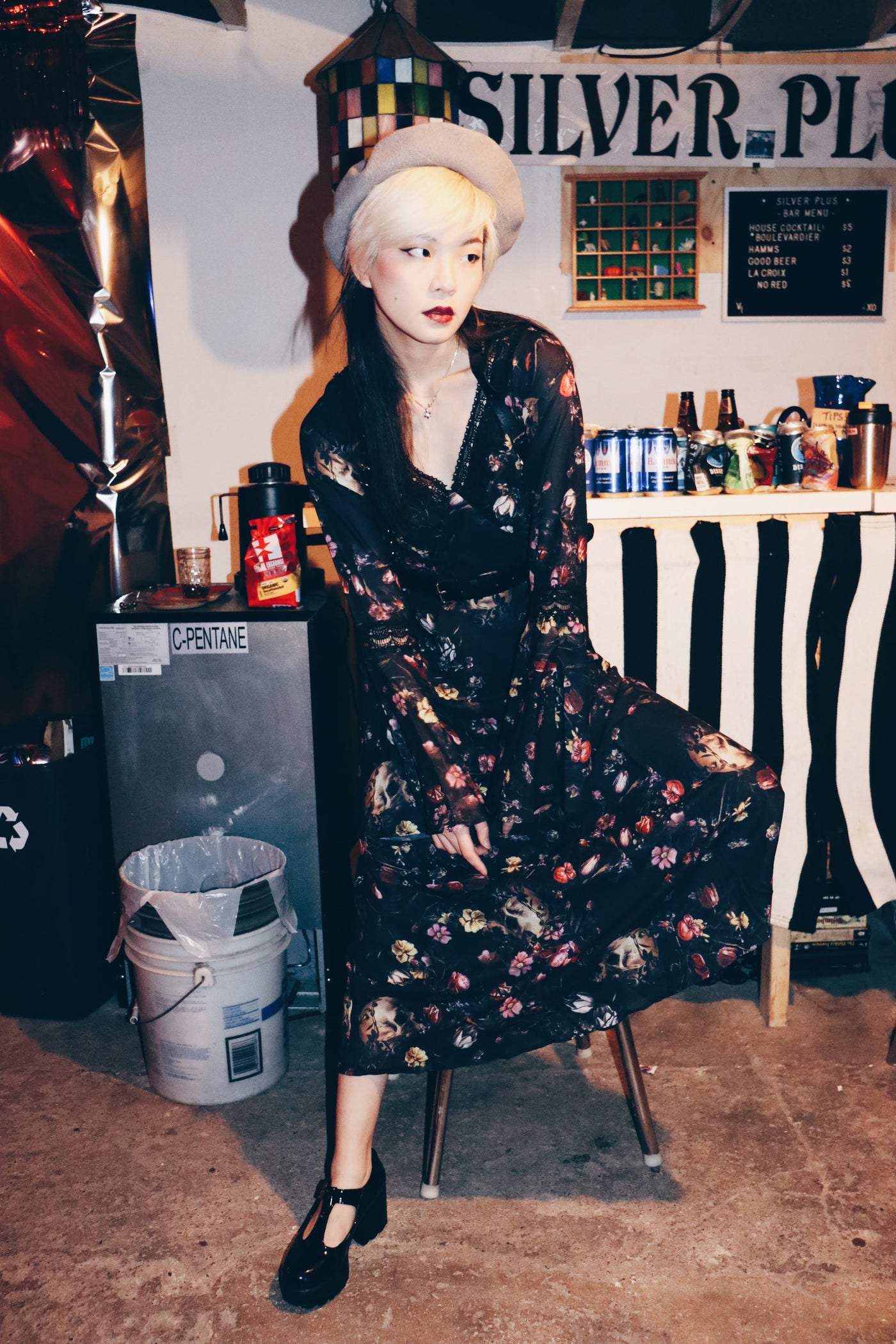 Garden Of The Skull Chiffon Midi Dress