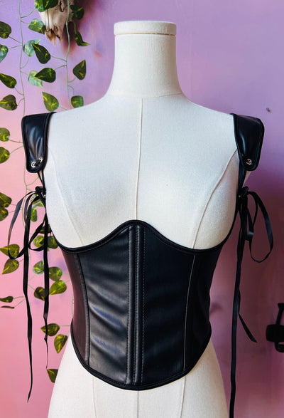 Lydia Corset Vegan Leather Waist Cinching Corset