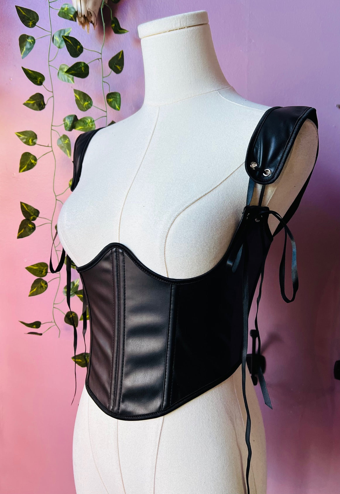 Lydia Corset Vegan Leather Waist Cinching Corset
