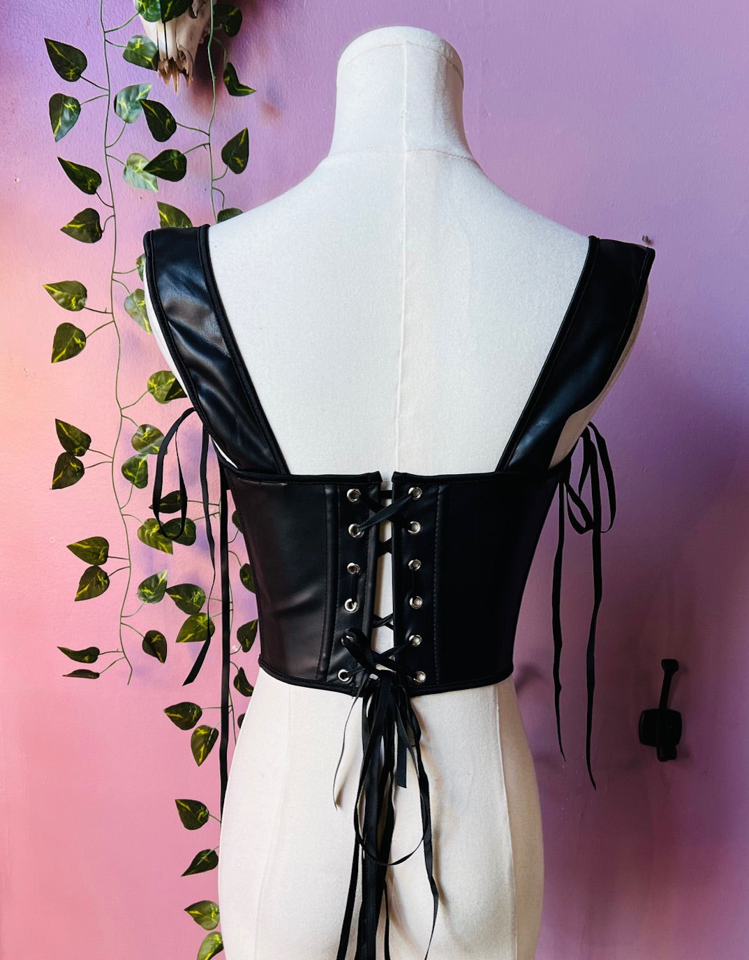 Lydia Corset Vegan Leather Waist Cinching Corset