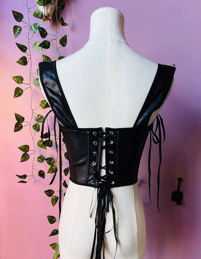 Lydia Corset Vegan Leather Waist Cinching Corset