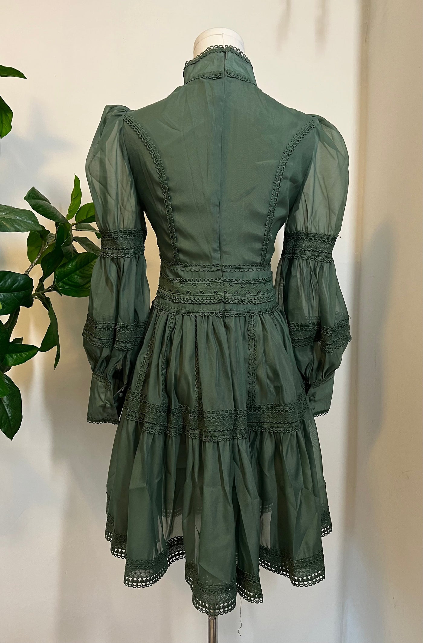Morgana Romantic Victorian Inspired Party Dress in Sage PREORDER