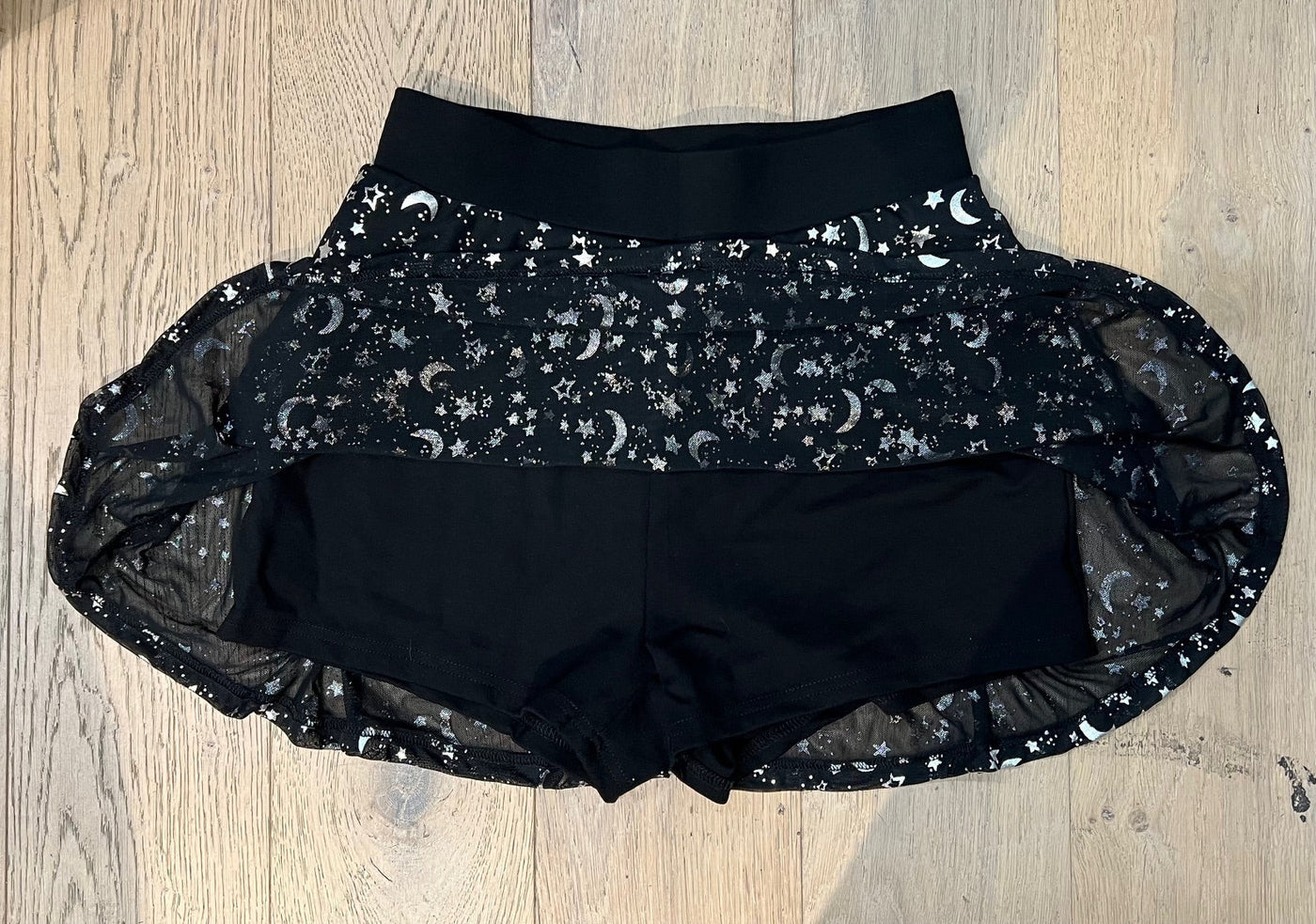 Morbid Mini Skort in Moon & Stars Sheer Skirt with Built In Shorts PREORDER