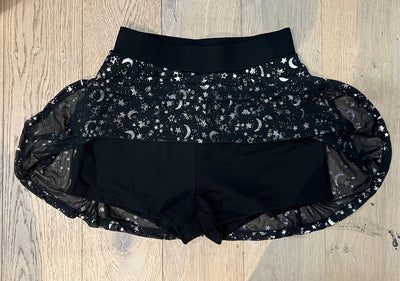 Morbid Mini Skort in Moon & Stars Sheer Skirt with Built In Shorts PREORDER