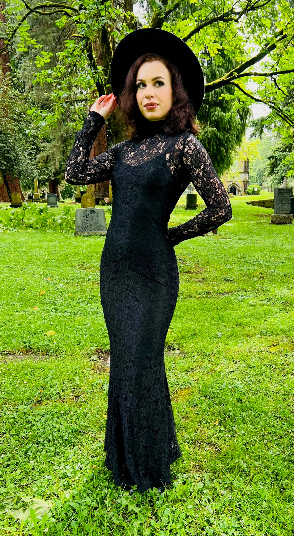 Persephone Deadly Sheer Floral Lace Maxi dress 2XL