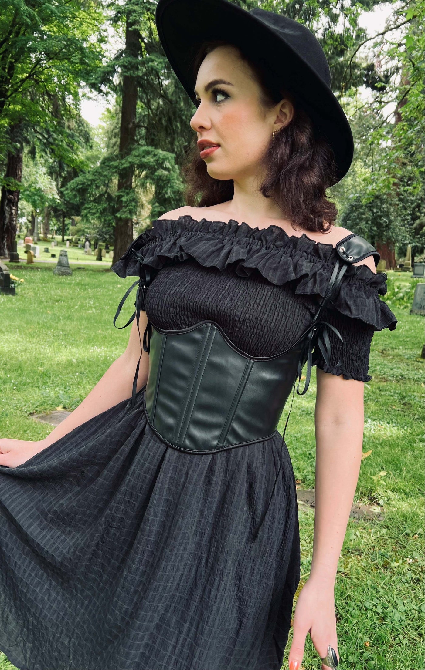 Lydia Corset Vegan Leather Waist Cinching Corset
