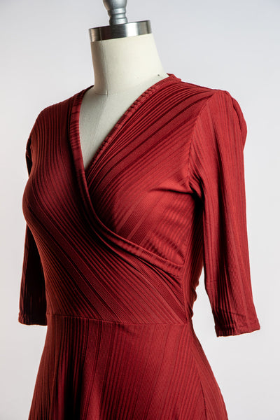 Joanie Knit Dress 3/4 Sleeve in Brick Rib Knit