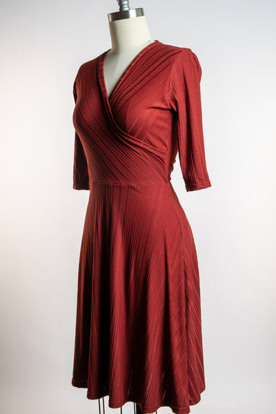 Joanie Knit Dress 3/4 Sleeve in Brick Rib Knit