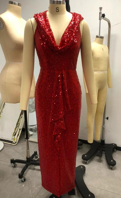 Cairo Sunset Hooded Dress Red Sequin